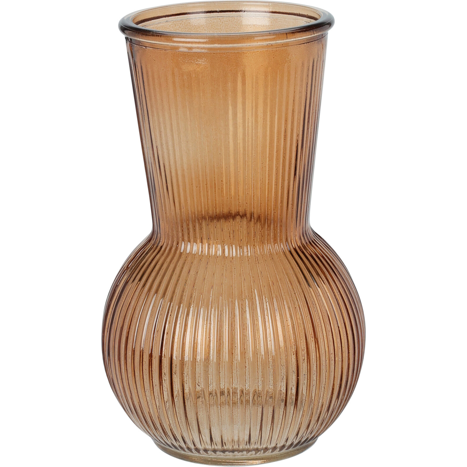 Home Styling Collection Váza ze žebrovaného skla, 20 cm hořčičný