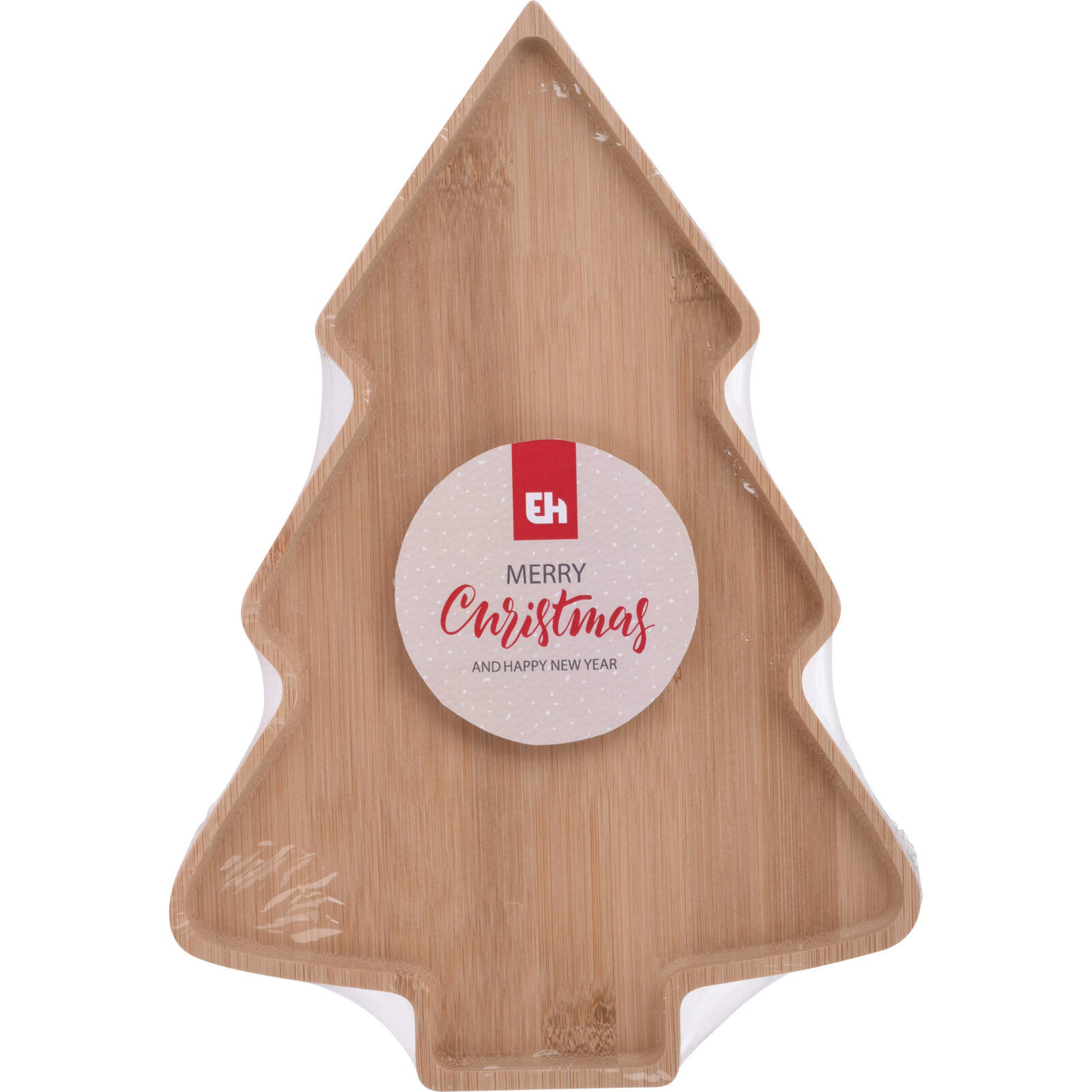 EH Excellent Houseware Dřevěný talíř vánoční stromeček XMAS béžová