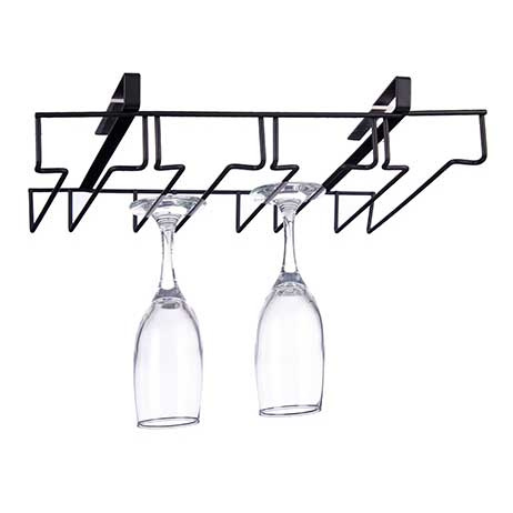 Kinvara Kovový držák na sklenice, montáž bez vrtání černá