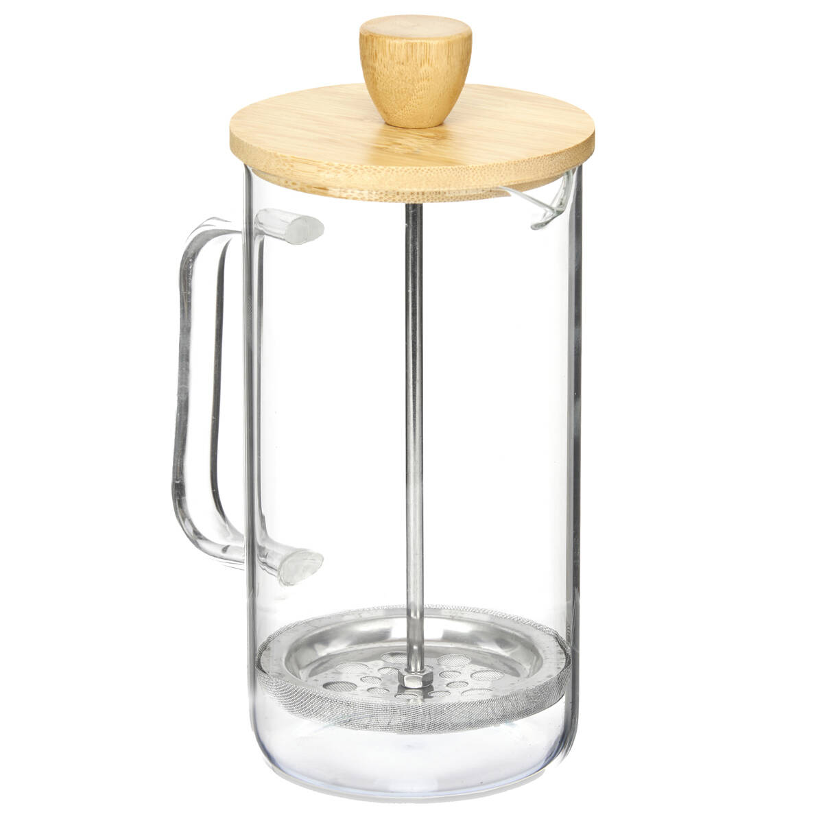 Vivalto Skleněná čajová konvice, bambusové víko, 600 ml transparentní