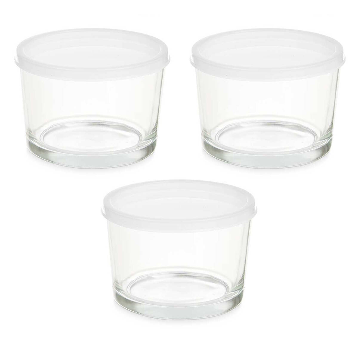 Vivalto Skleněné svačinové boxy s víkem, 200 ml, 3 kusy transparentní