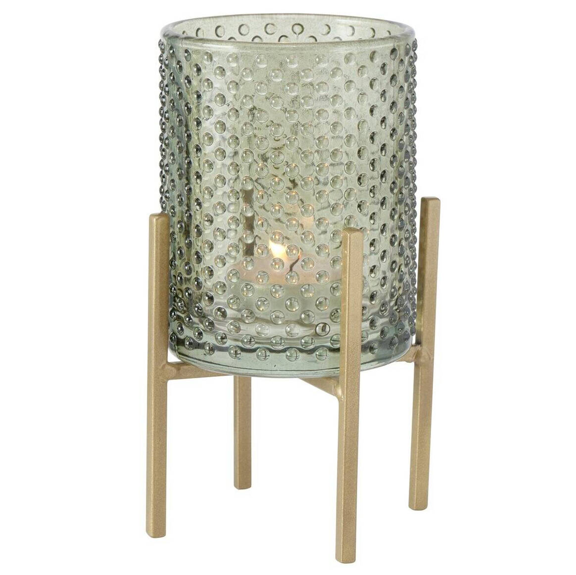 Boltze Home Svícen na čajovou svíčku BOLITO, zelené sklo, Ø 8 cm, vzor 1 zelená