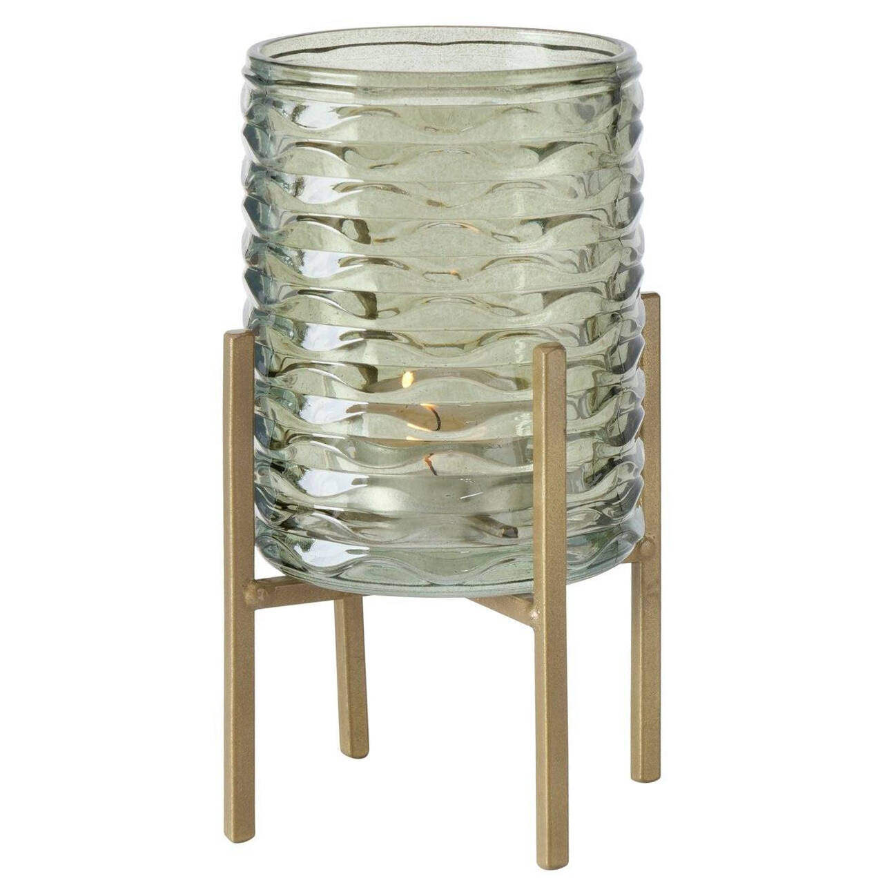 Boltze Home Svícen na čajovou svíčku BOLITO, zelené sklo, Ø 8 cm, vzor 2 zelená