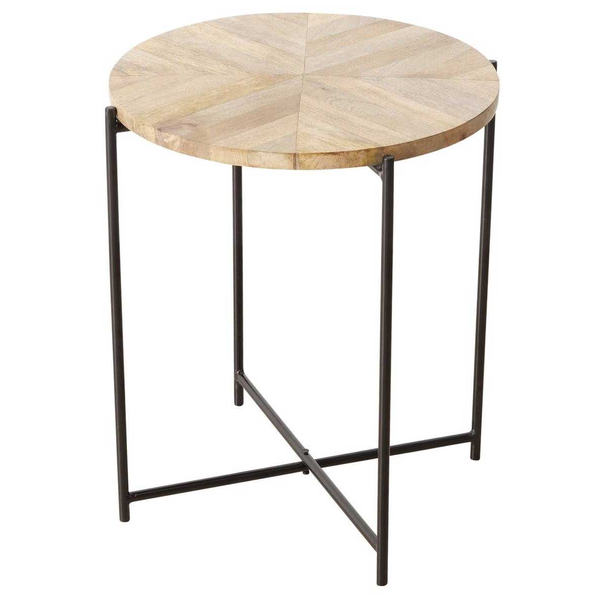 Boltze Home Kavový stolek s deskou z mangového dřeva MANDI, Ø 46 cm hnědá