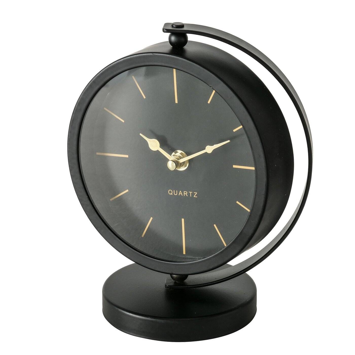 Boltze Home Stolní černé hodiny BALIA, zlaté ručičky, 20 cm černá