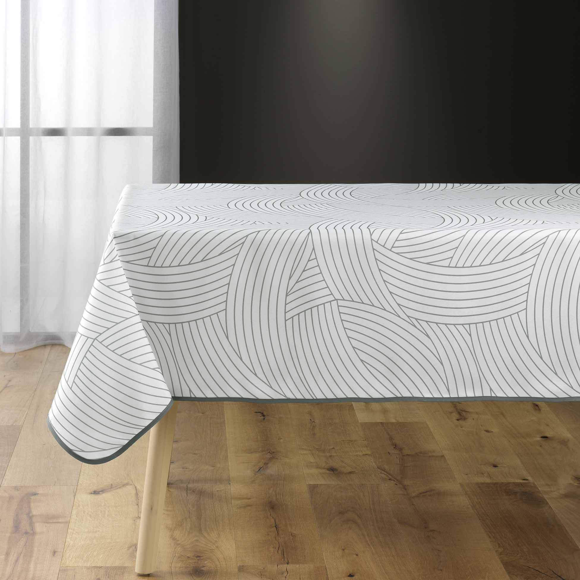 Douceur d'intérieur Polyesterový ubrus s potiskem LINEA, 150 x 240 cm bílá