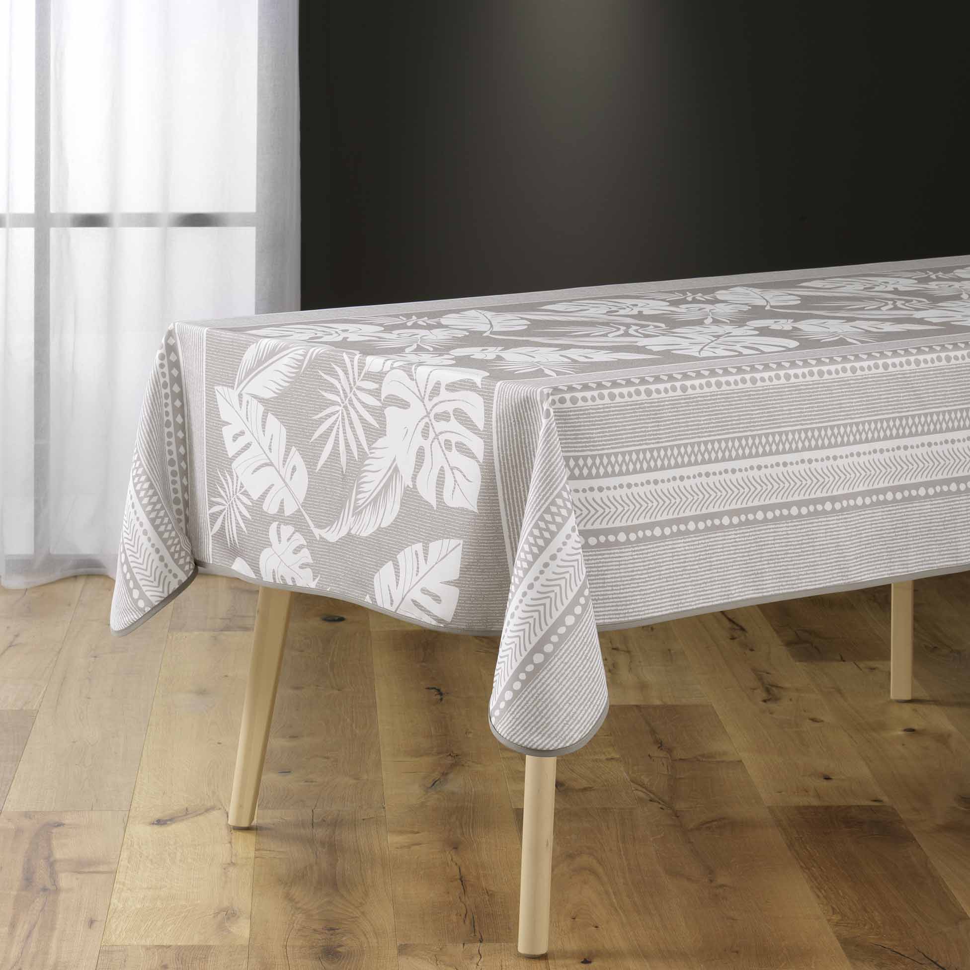 Douceur d'intérieur Čtvercový polyesterový ubrus s potiskem AMBRINE, 150 x 150 cm, béžový béžová