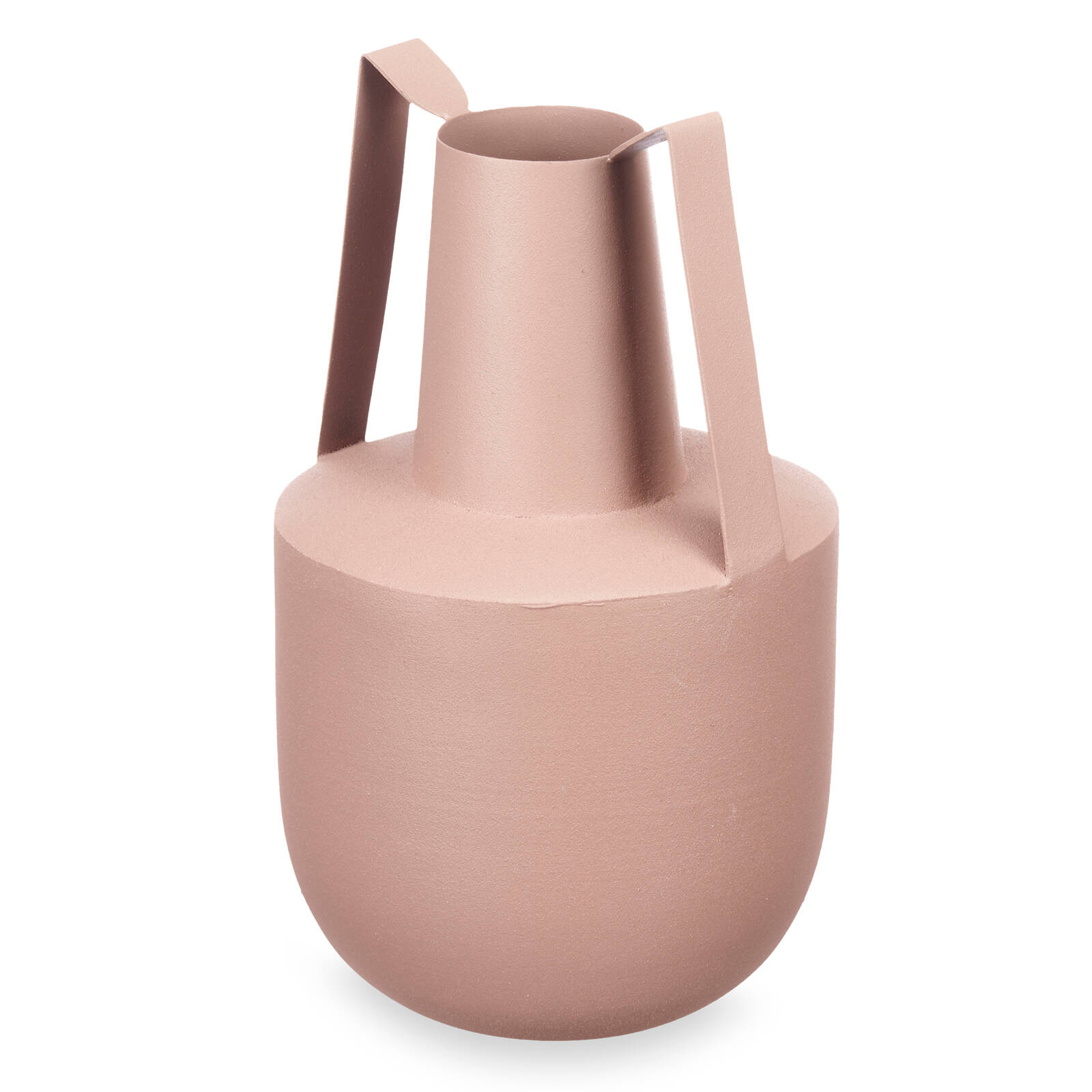 Giftdecor Kovová váza v pastelové barvě, s uchy, 24 cm růžová