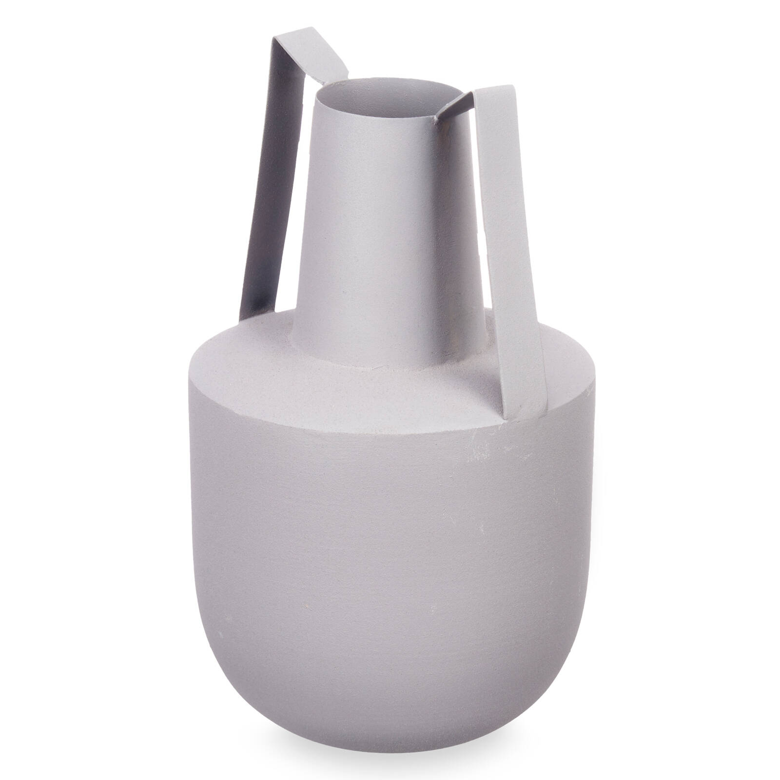 Giftdecor Kovová váza v pastelové barvě, s uchy, 24 cm šedá