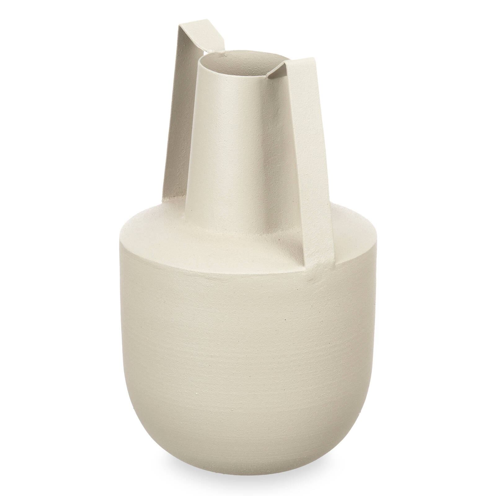 Giftdecor Kovová váza v pastelové barvě, s uchy, 24 cm bílá