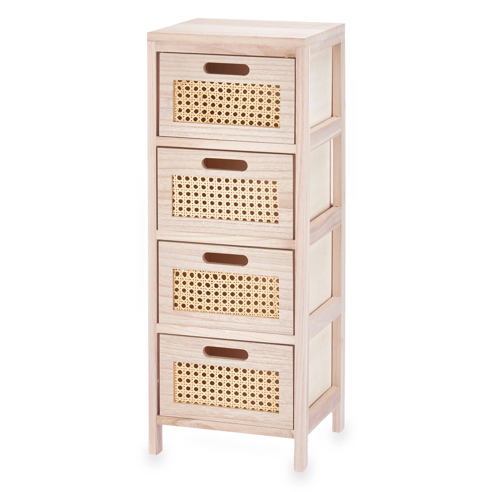 Giftdecor Mini komoda se 4 zásuvkami, vídeňská pletenina, 25 x 27 x 73 cm hnědá