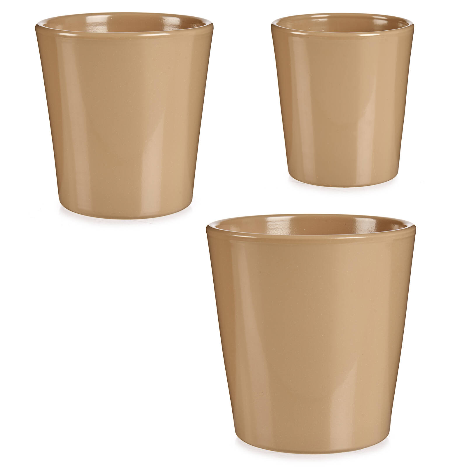 IBERGARDEN Sada keramickcých béžových květináčů, 3 ks béžová