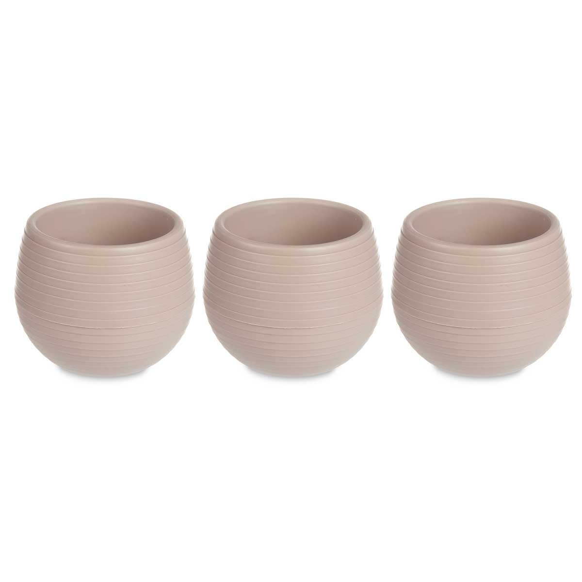 IBERGARDEN Samozavlažovací plastové květináče, 3 ks, Ø 6 cm béžová