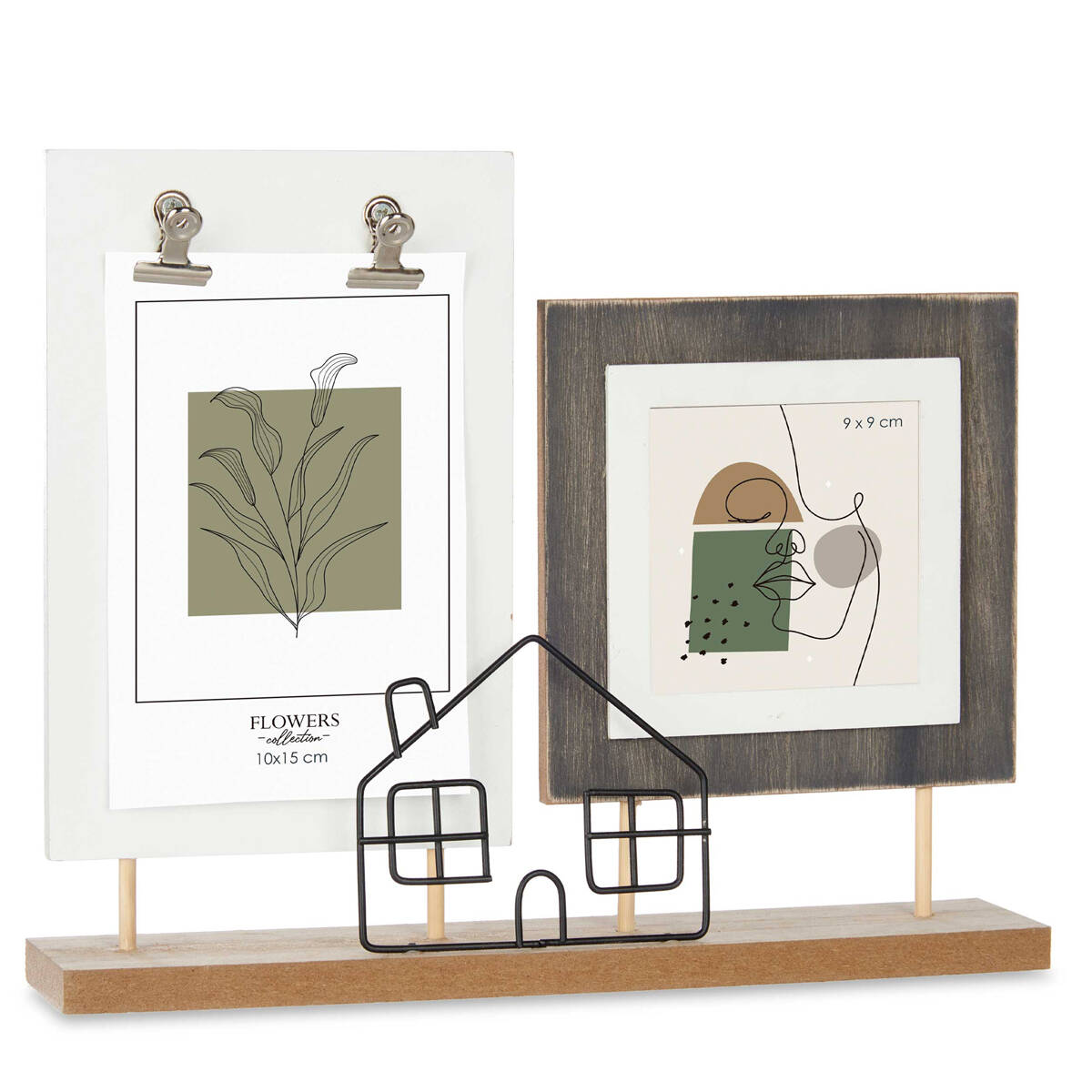 Giftdecor Fotorámeček na 2 fotografie ve tvaru domku, kov a MDF vícebarevná