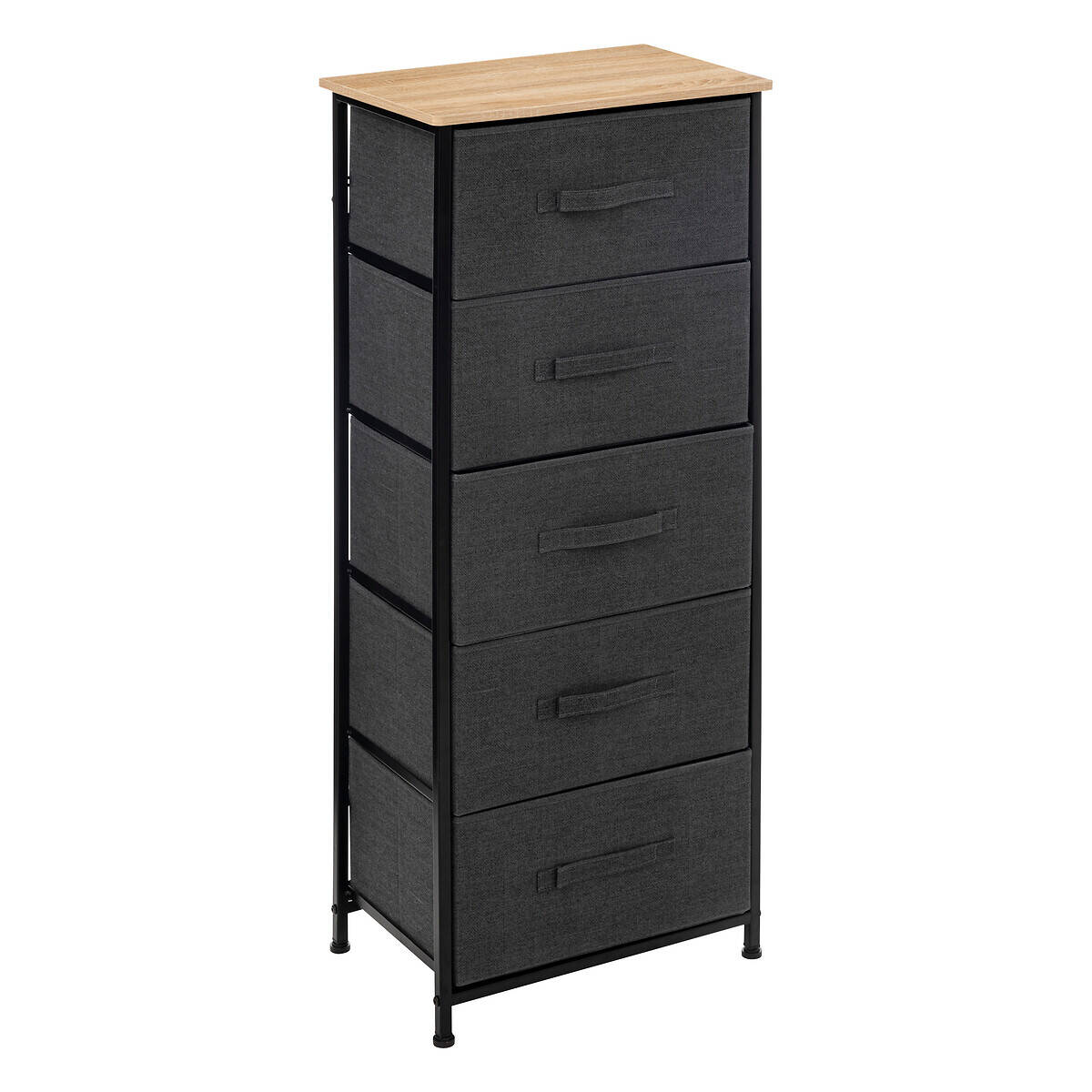 5five Simply Smart Regál s 5 textilními zásuvkami TISS, 45 x 30 x 114 cm antracitová
