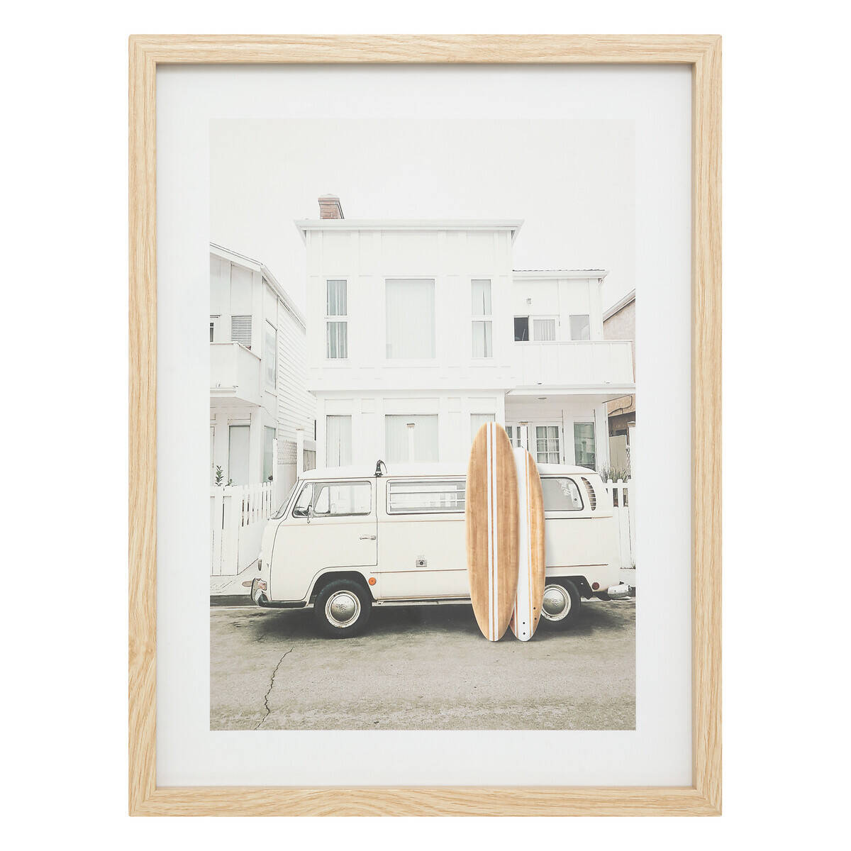 Atmosphera Plaktát v rámu s retro autem VIVIEN, 30 x 40 cm béžová