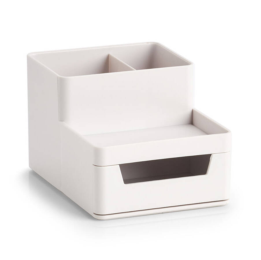 Zeller Plastový organizér na psací stůl, 11,2 x 15,5 x 9,5 cm bílá