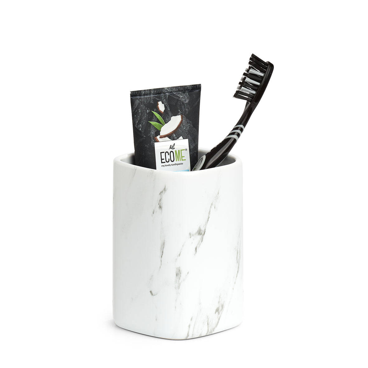 Zeller Keramický kelímek na zubní kartáčky MARBLE bílý