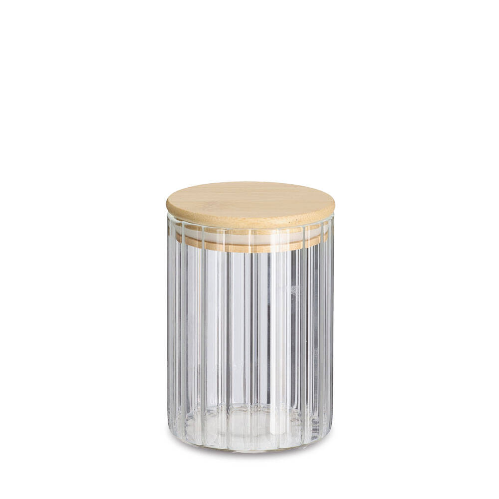 Zeller Dóza s bambusovým víkem GROOVES, 550 ml transparentní