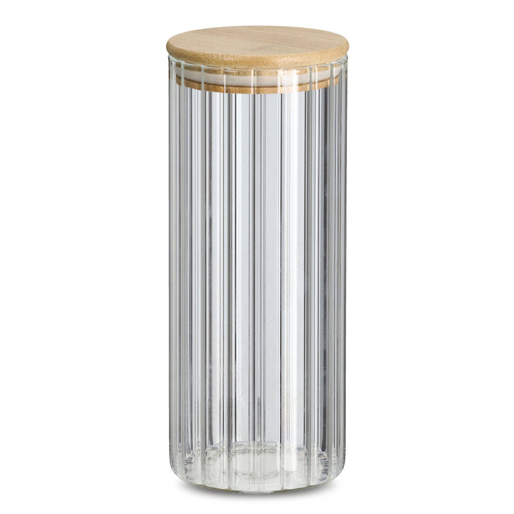 Zeller Dóza s bambusovým víkem GROOVES, 1100 ml transparentní
