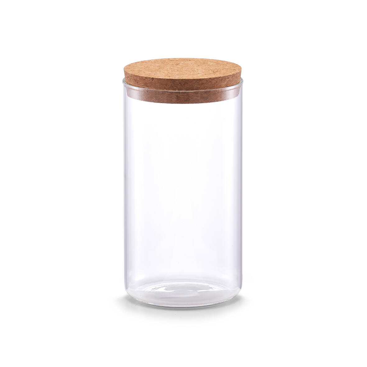 Zeller Útlá dóza s korkovým víkem, 1100 ml transparentní