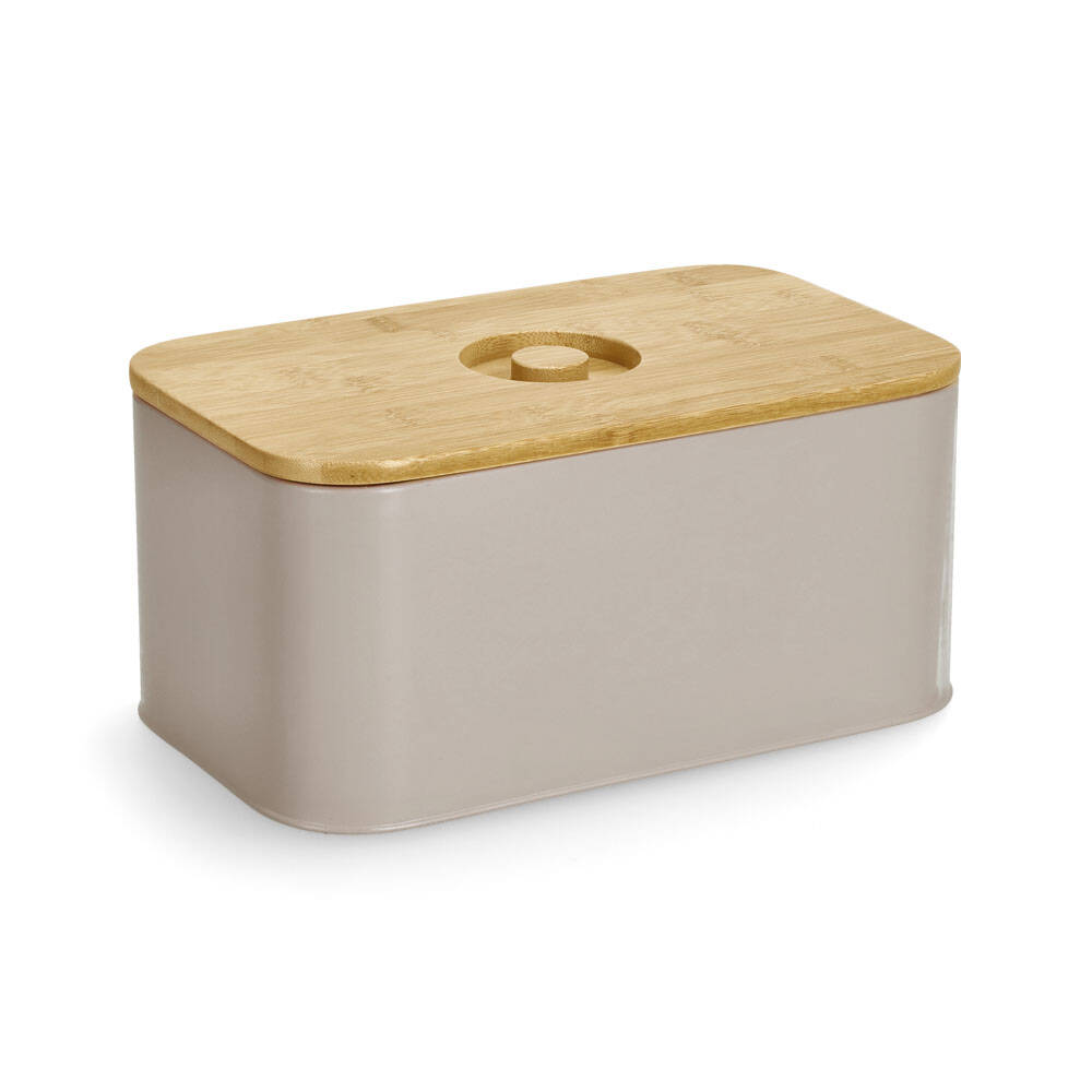 Zeller Chlebník s bambusovým víkem, 30 x 18 x 13 cm, taupe bílá