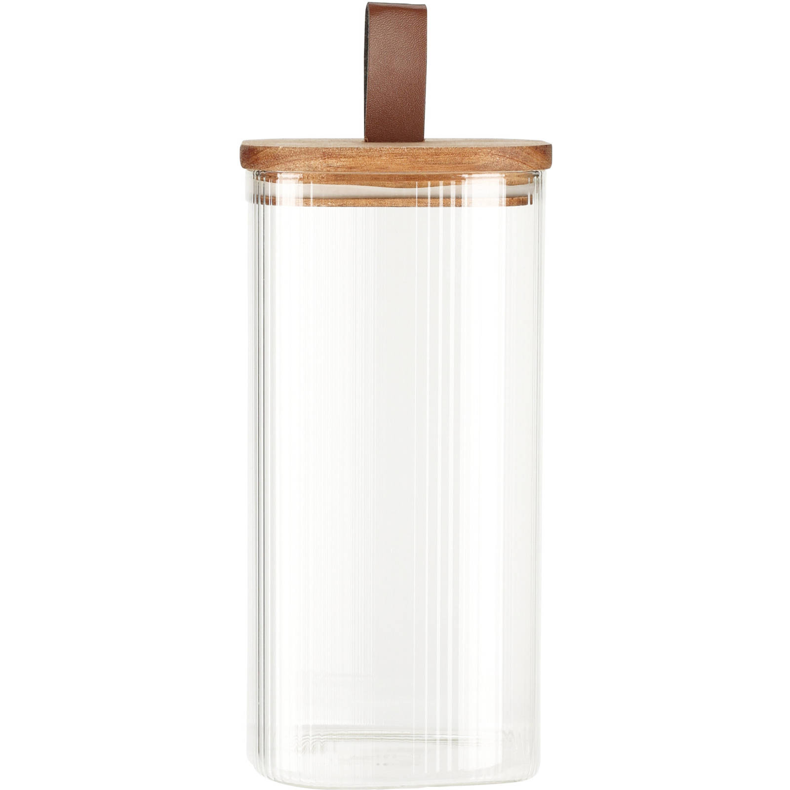 EH Excellent Houseware Skleněná dóza s dřevěným víkem, hermetické uzavření, transparentní, 1,5 l transparentní