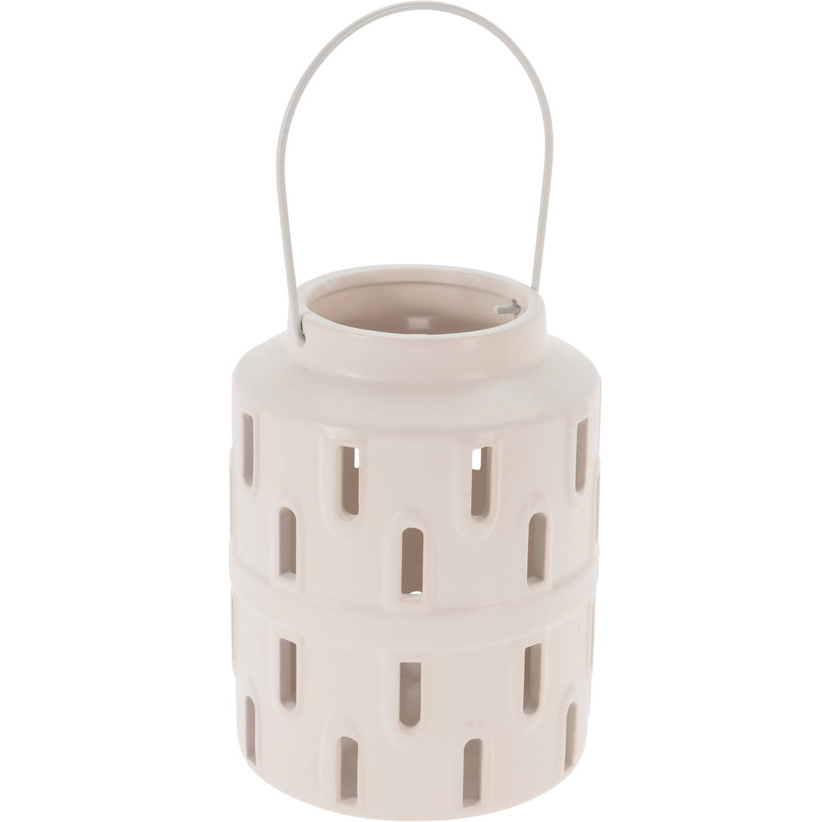 Home Styling Collection Lucerna na svíčku, kovový držák, 10 x 13 cm bílá