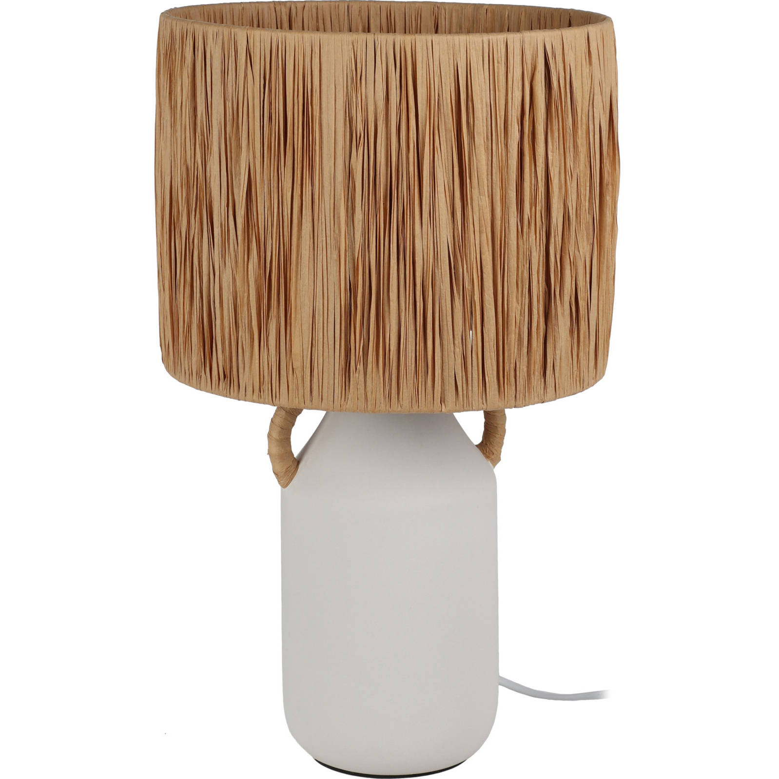 Home Styling Collection Stolní keramická lampa se stínítkem z pleteniny Ø 24 x 42 cm béžová