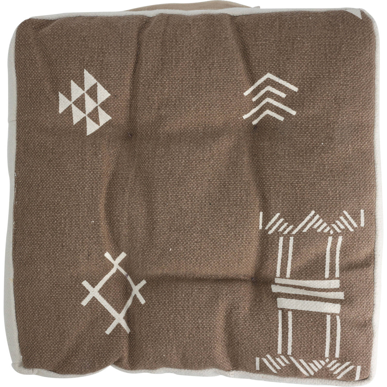 Home Styling Collection Sedací polštář, bavlněný povlak, etnický vzor, 40 x 40 x 6 cm hnědá
