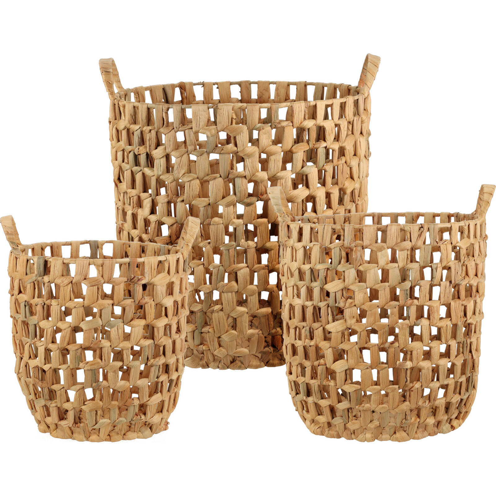 Home Styling Collection Úložné koše, pletenina z mořského hyacintu, kulaté, 3 ks hnědá