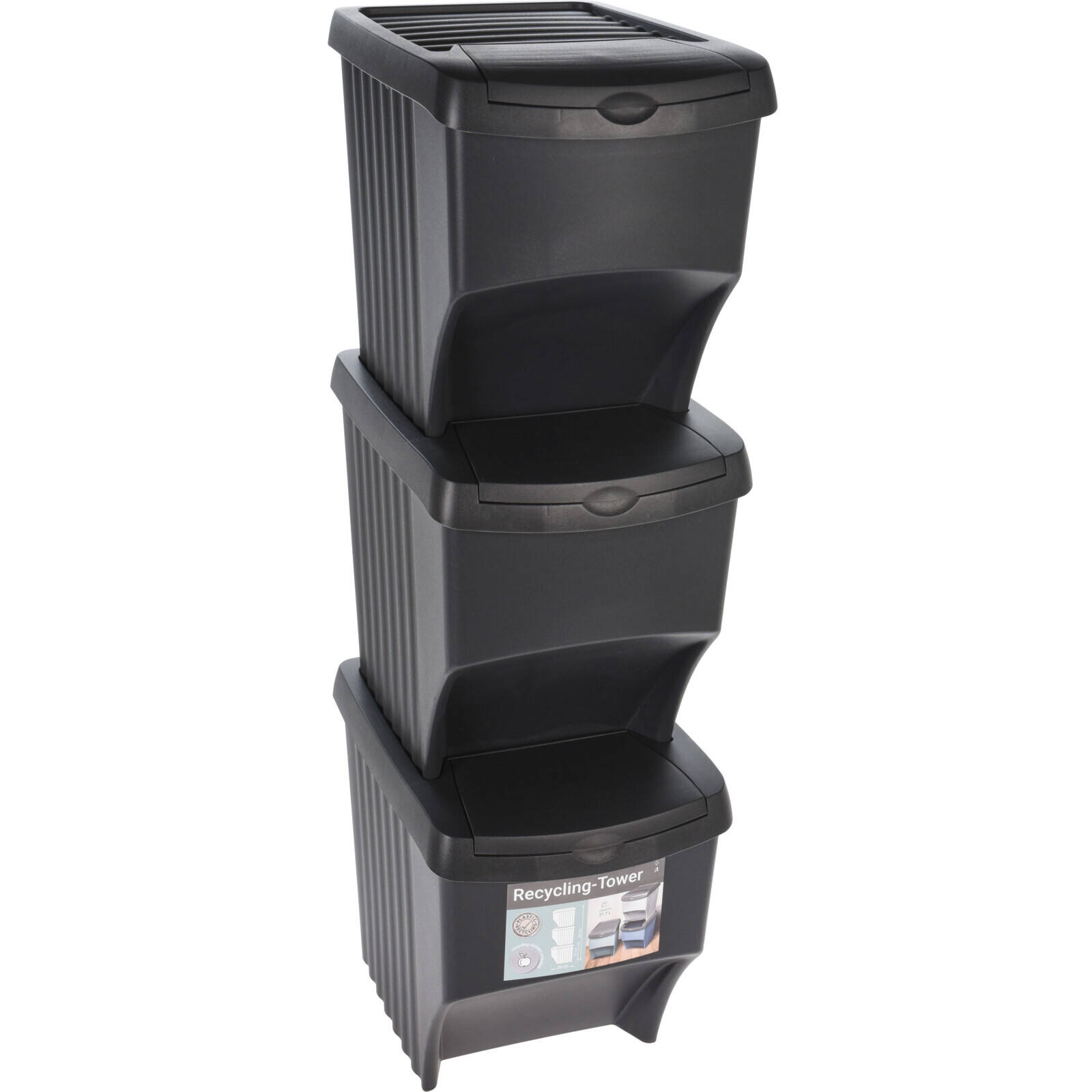 Home Styling Collection Koše na segregaci odpadu do kuchyně pod dřez nebo do skříně, 3 nádoby černá