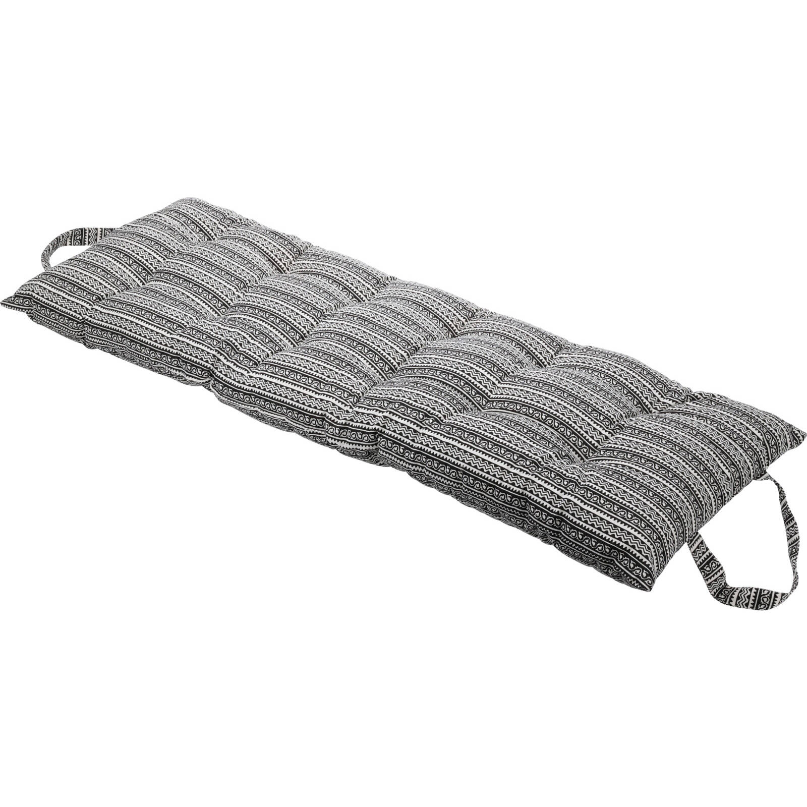 Home Styling Collection Polštář na zahradní křeslo, bavlna, bílo-černý vzor, 120 x 40 cm šedá