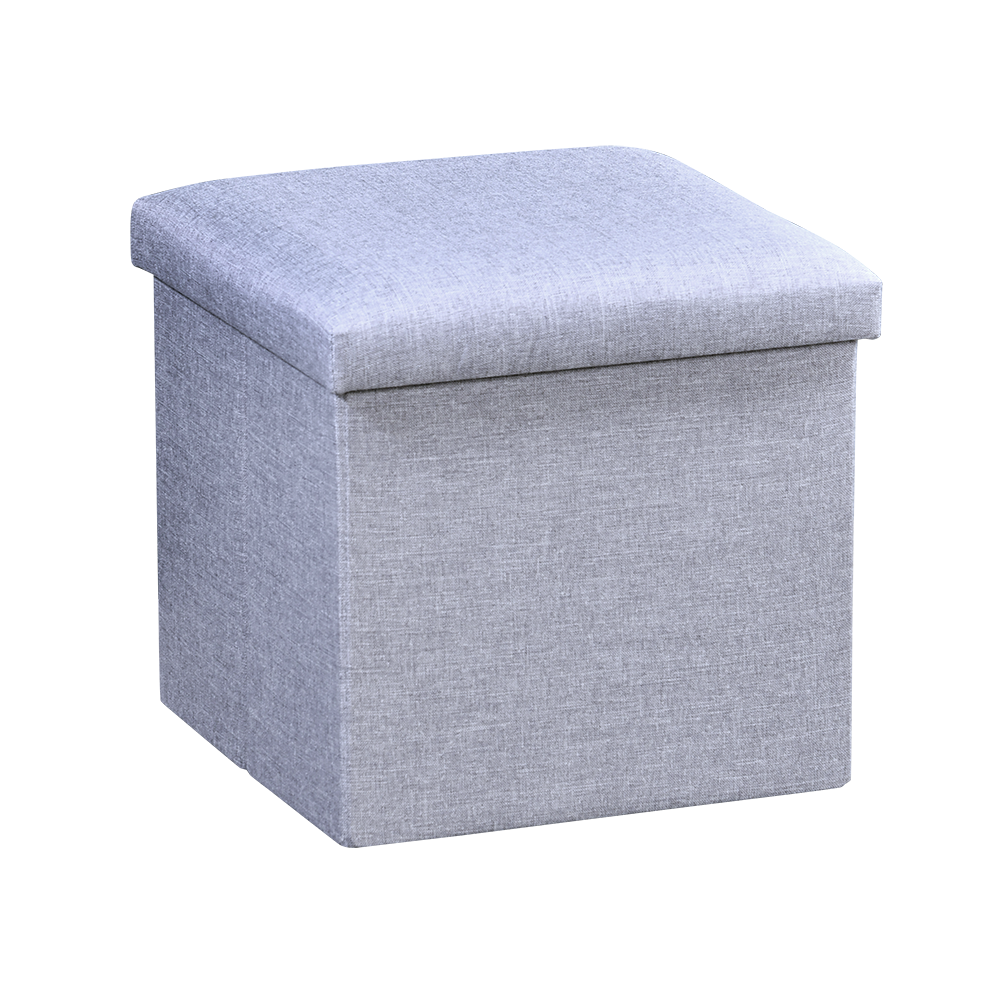 Kesper Pouf s úložným prostorem, imitace lnu, 38 x 38 cm šedá