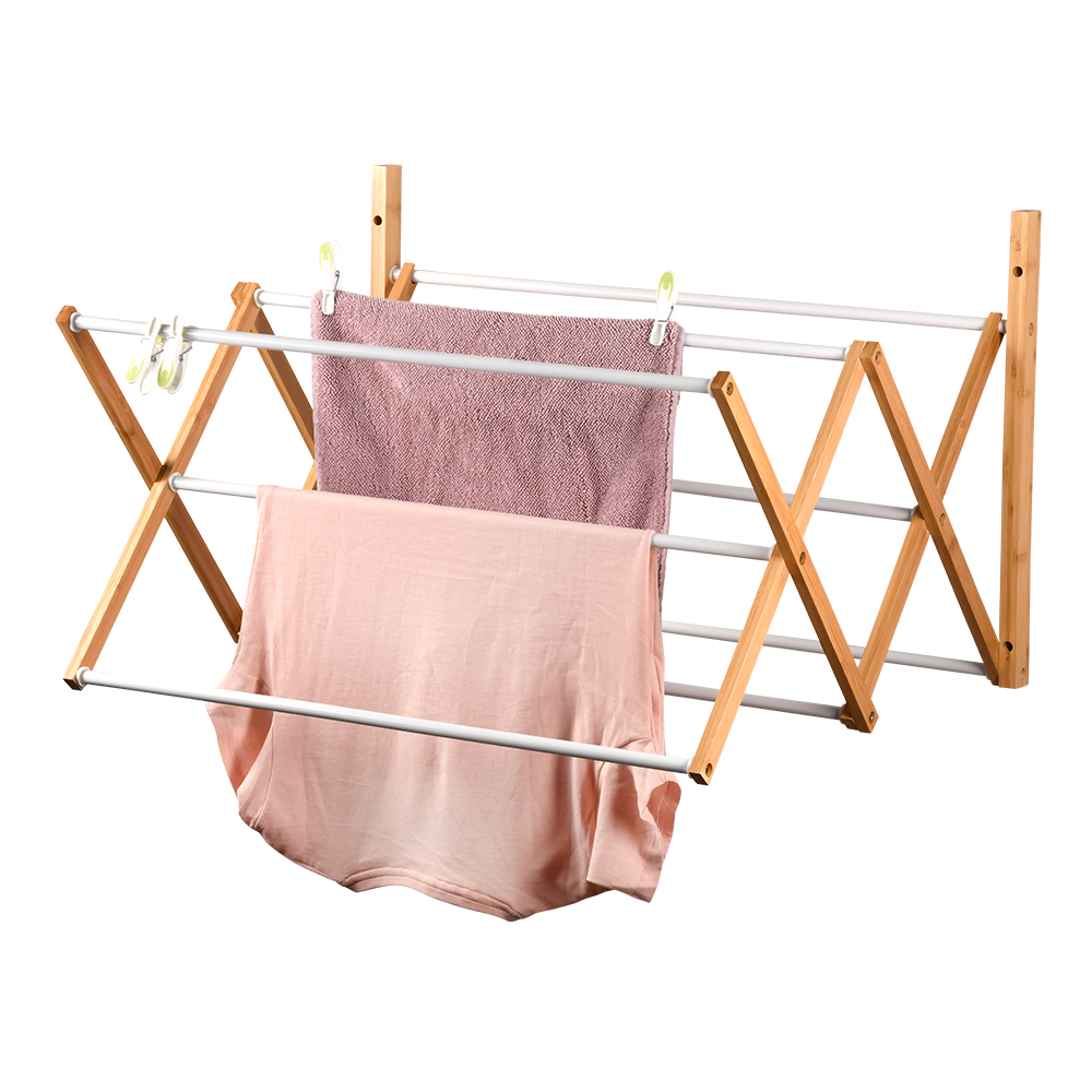 Kesper Bambusový sušák na prádlo, 6 držáků hnědá