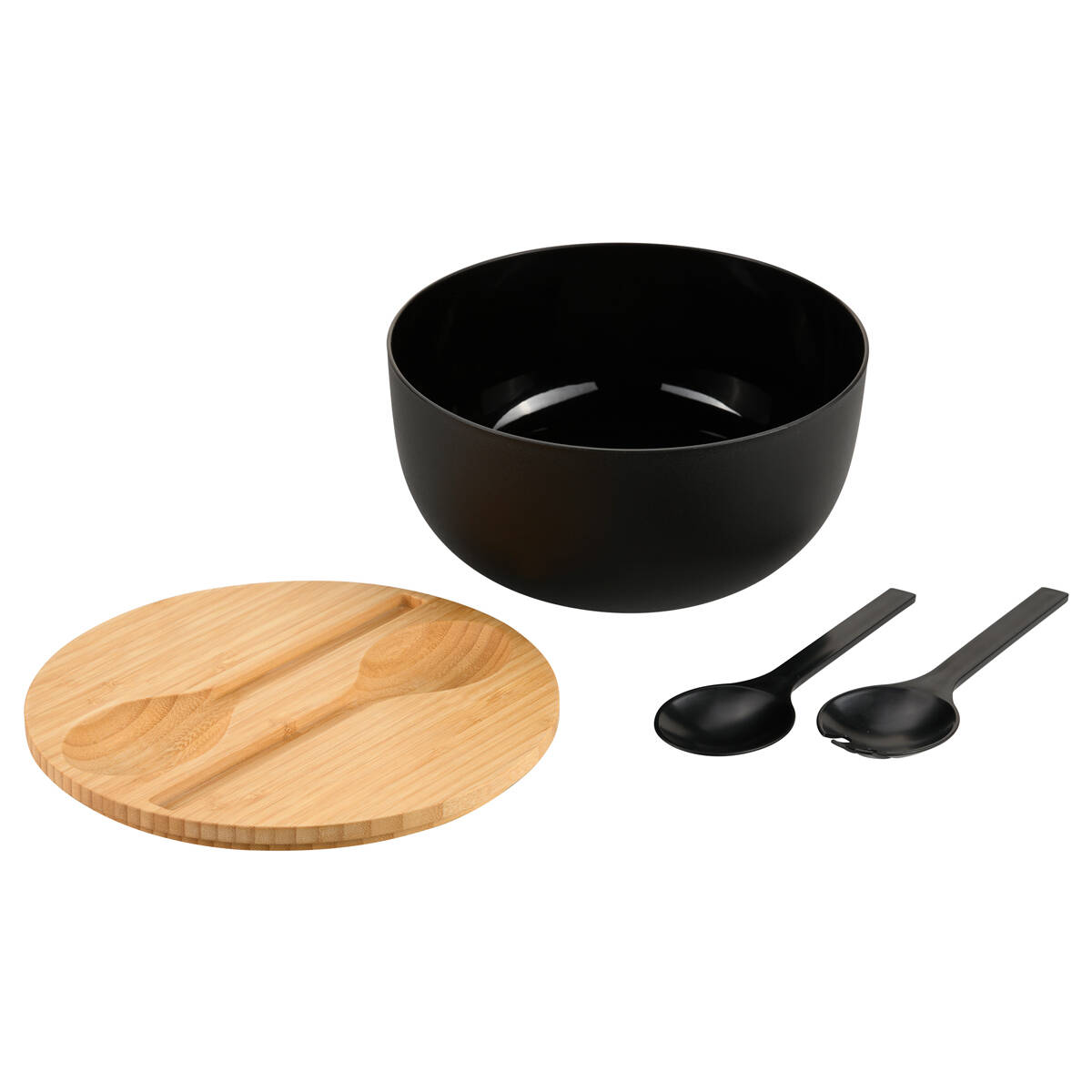 Kesper Miska na salát s příbory, 24 x 13 cm černá