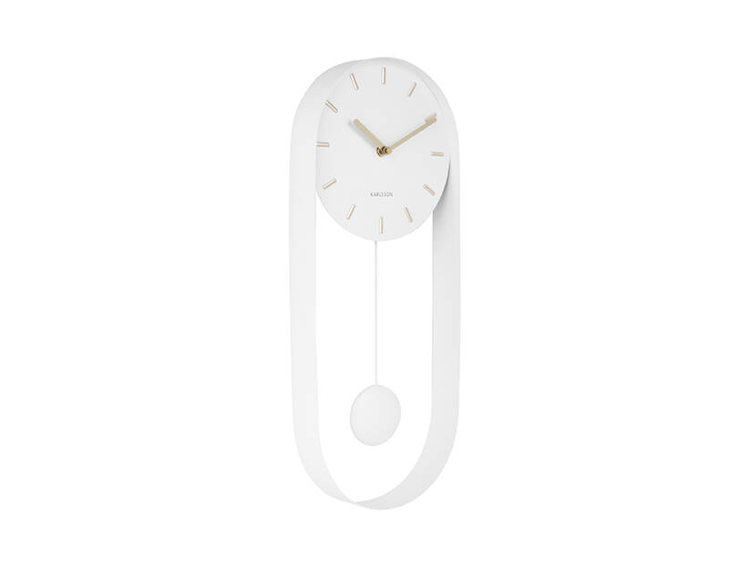 Karlsson Nástěnné hodiny s kyvadlem PENDULUM, 50 x 20 x 4,8 cm bílý