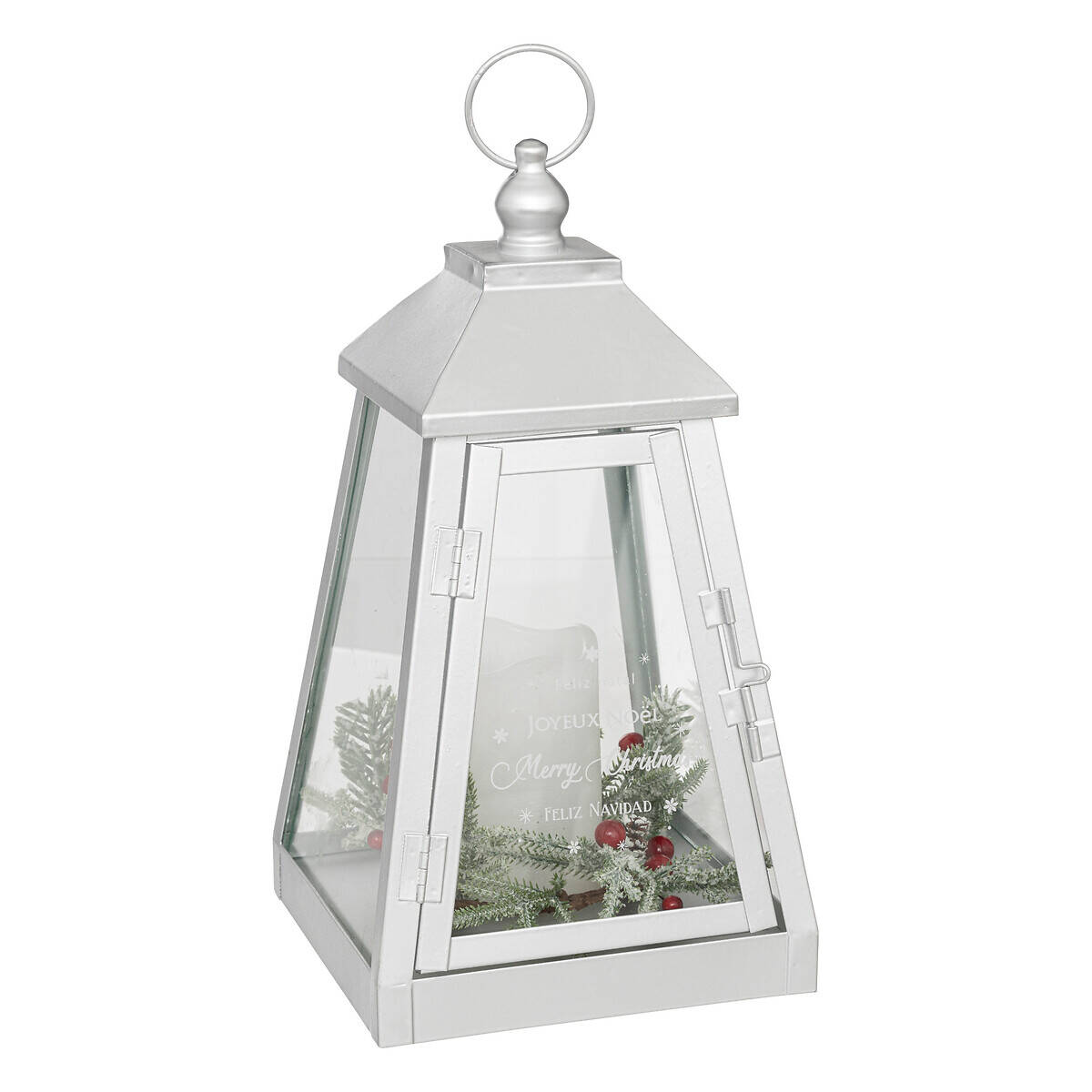 Atmosphera Kovová lucerna se svíčkou LED, 32 x 17 cm bílý