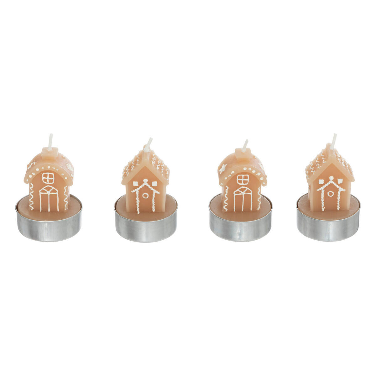 Atmosphera Svícen na tealight ve tvaru perníčkového domku, 4 ks vícebarevná
