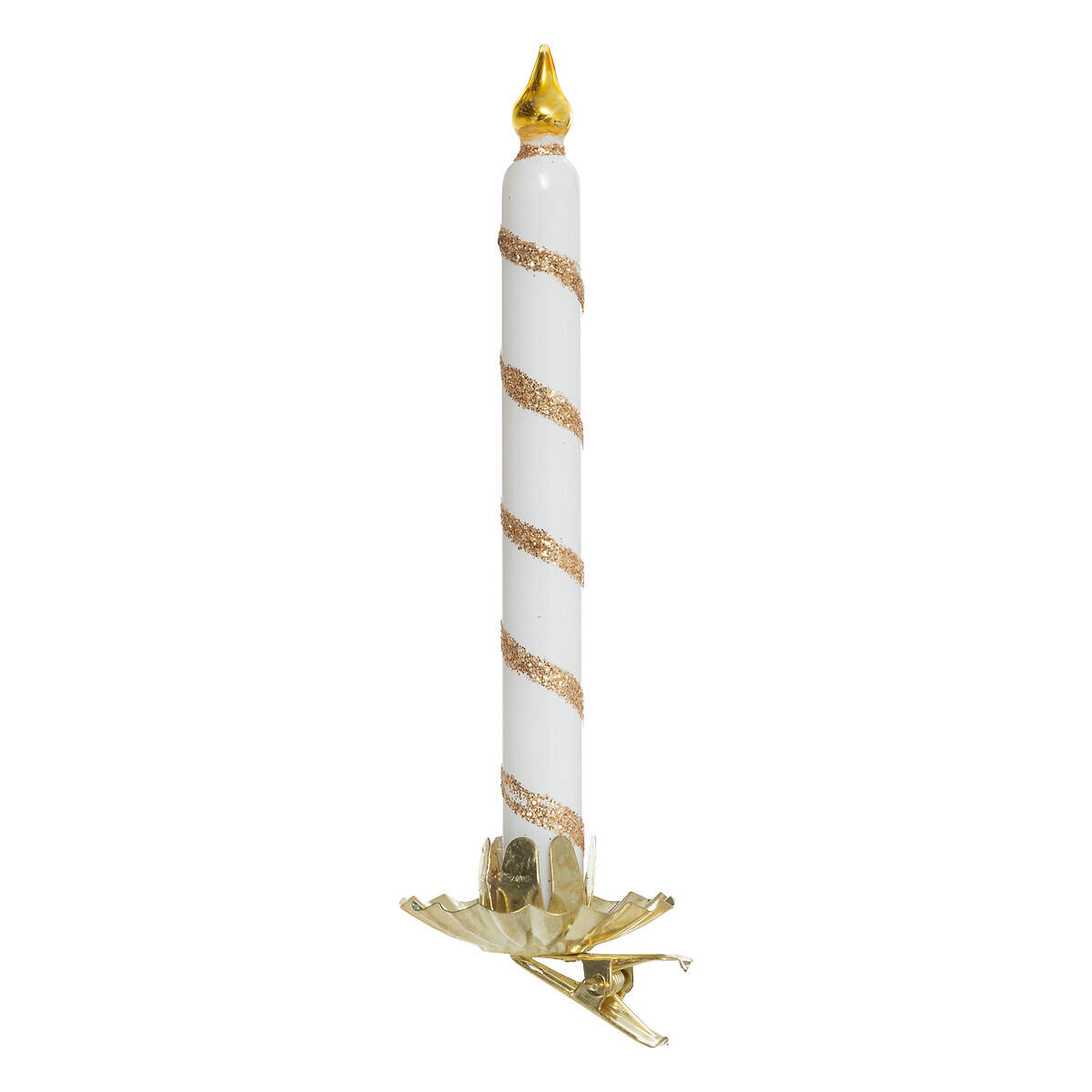 Atmosphera Skleněná vánoční ozdob, svíčka, 15 cm bílá