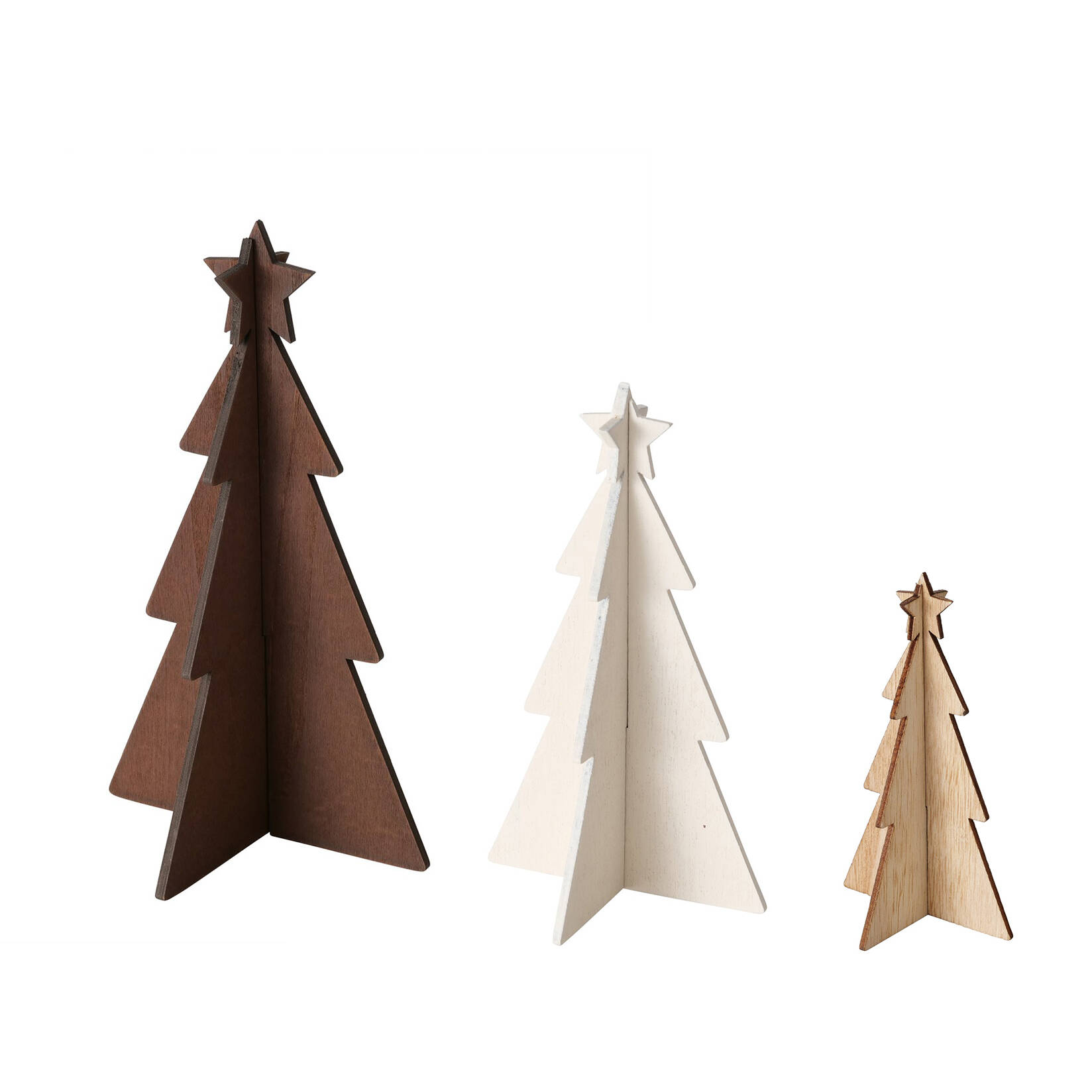 Boltze Xmas Dekorativní vánoční stromky z překližky KARL, 12-25 cm, 3 ks vícebarevná