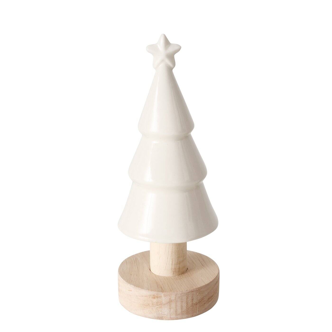Boltze Xmas Vánoční stromeček z kameniny na stojanu, 15 cm bílá