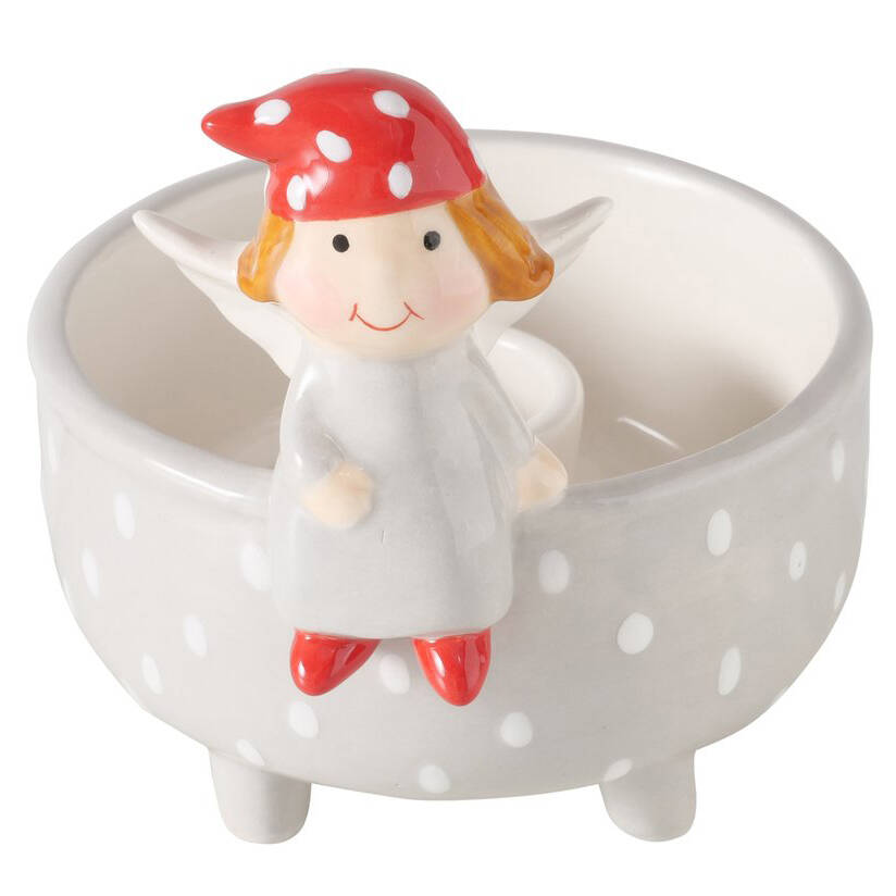 Boltze Home Svícen s andělem na jednu svíčku MALENA šedá