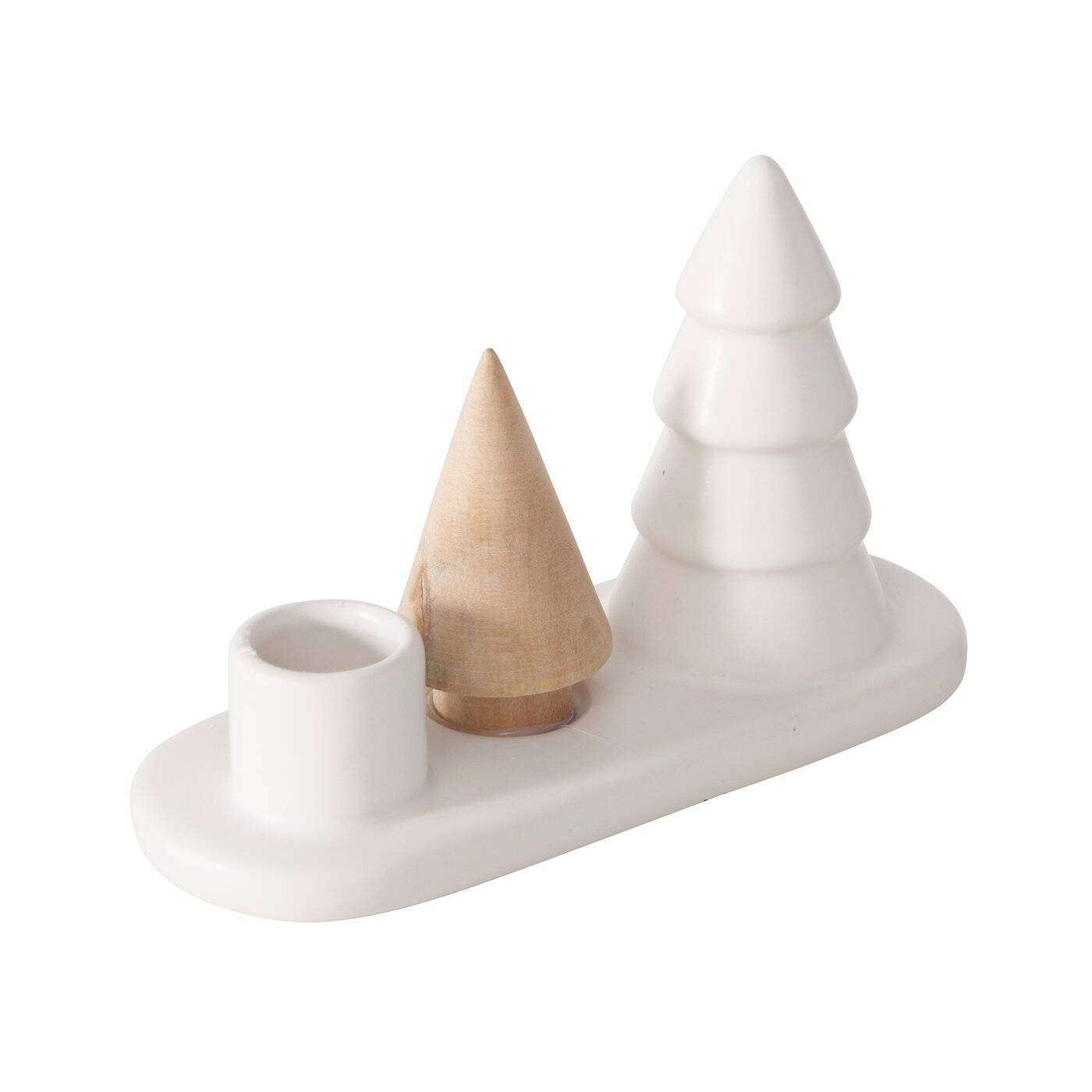 Boltze Home Svícen na jednu svíčku NEVIA, vánoční stromky z kamene a porcelánu bílá