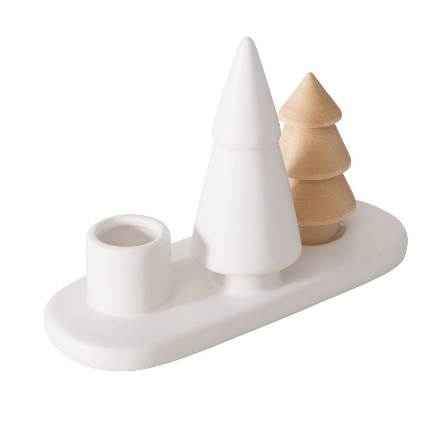 Boltze Home Svícen na jednu svíčku NEVIA, vánoční stromky z kamene a porcelánu bílá