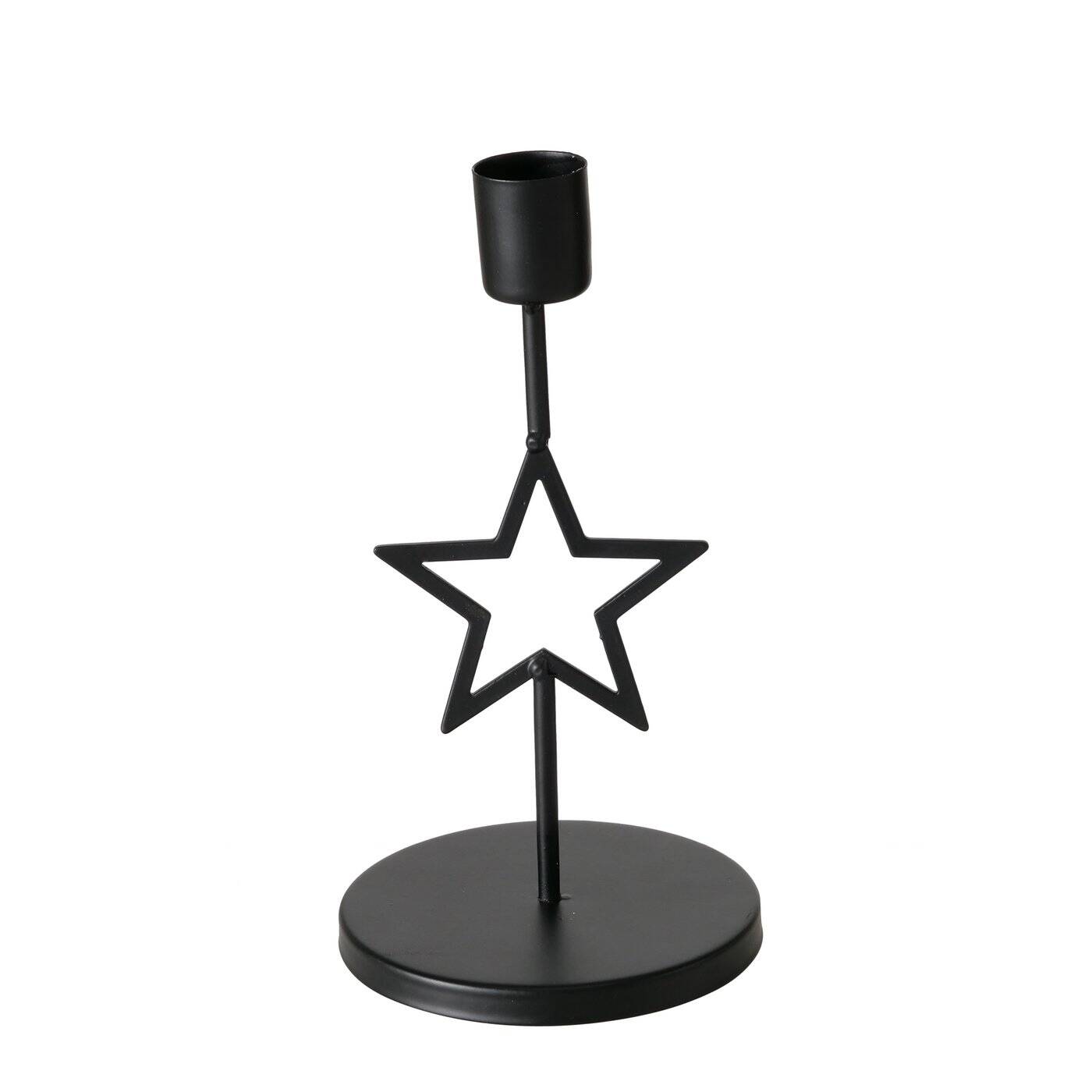 Boltze Xmas Kovový svícen na jednu svíčku NORGA, výš, 17 cm černá