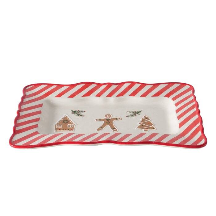 Boltze Home Keramická podlouhlá miska ve vánočních barvách, 39 x 25 cm vícebarevná