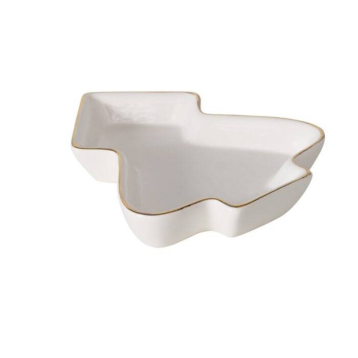 Boltze Home Keramická miska ve tvaru vánočního stromečku NIVA, 11 x 12 cm bílá