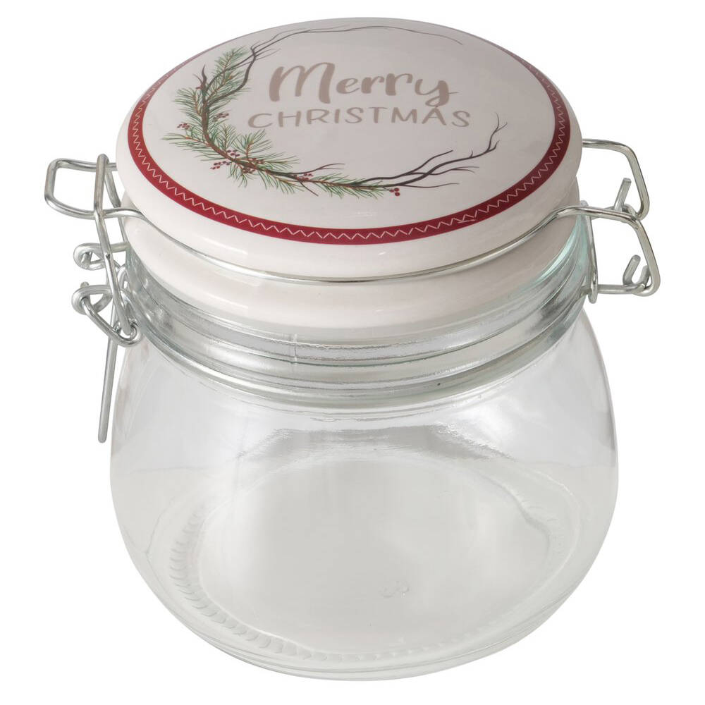 Boltze Home Dóza s porcelánovým víkem CHARLENE, 450 ml transparentní