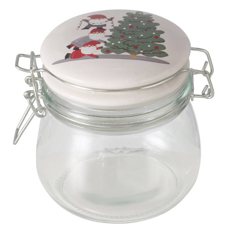 Boltze Home Dóza s porcelánovým víkem MONTI, 450 ml transparentní